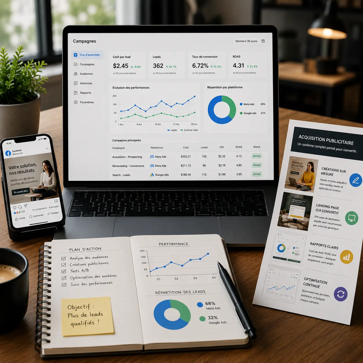 acquisition publicitaire Google Ads et Meta Ads
