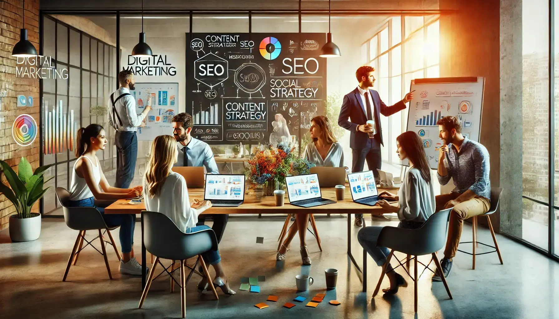 Plan du site Équipe Clever Marketing collaborant sur une stratégie de marketing digital